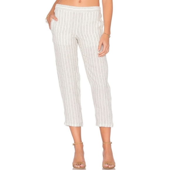 THEORY Thorina 100% Linen Striped Pants Size 8 - Picture 2 of 12